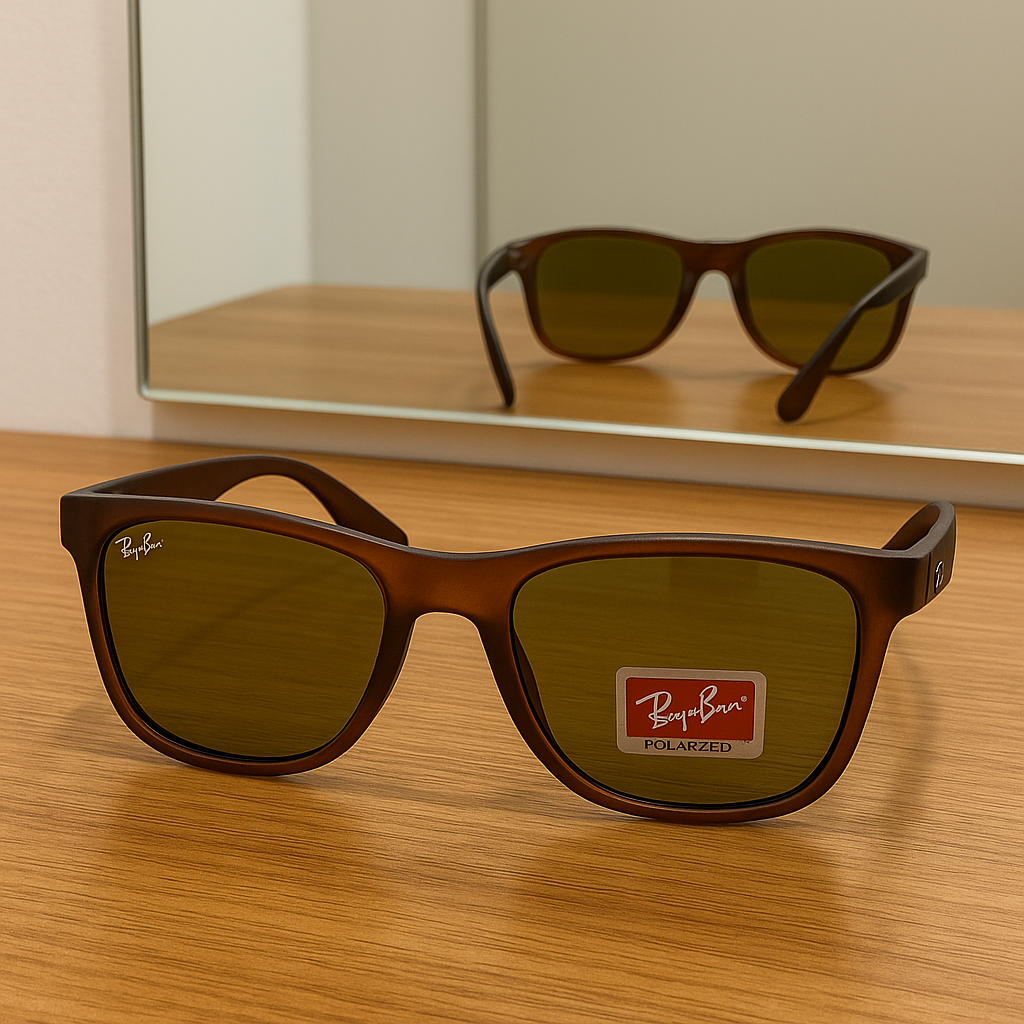 Rayban Brown Sunglasses – Classic Plastic Frame with Glass Lenses