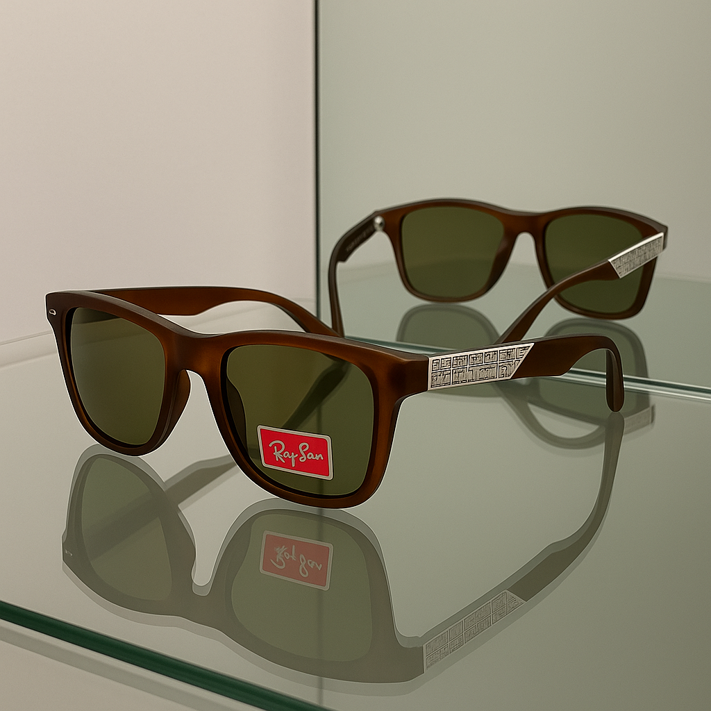 Rayban Brown Sunglasses – Classic Plastic Frame with Glass Lenses