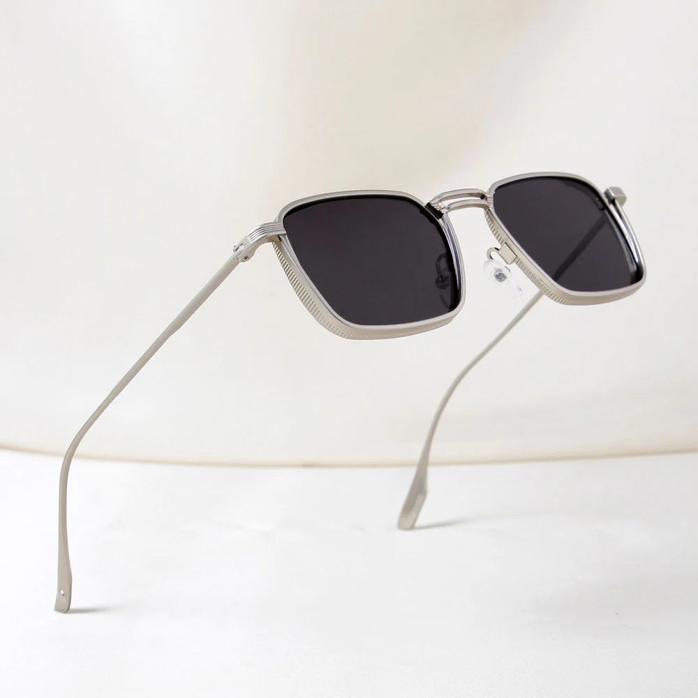Francis Silver and Black Rectangle Sunglasses
