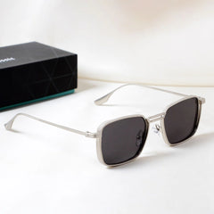Francis Silver and Black Rectangle Sunglasses