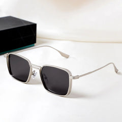 Francis Silver and Black Rectangle Sunglasses