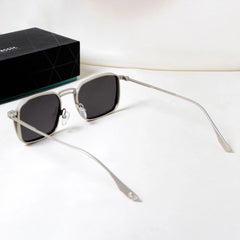 Francis Silver and Black Rectangle Sunglasses